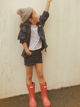 「アイテム（マウンテンパーカー、ブルー系）」を使った、micooさん（キッズ・110cm）の夏コーディネート