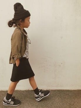 「こども ビームス（コドモビームス）のアイテム（スカート）」を使った、micooさん（キッズ・110cm）の秋コーディネート