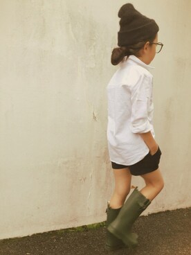 「AIGLE（エーグル）のアイテム（レインシューズ）」を使った、micooさん（キッズ・120cm）の夏コーディネート