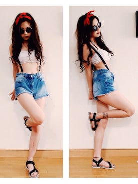 「GROWZE（グローゼ）のアイテム」を使った、Meeさん（レディース・161cm）の夏コーディネート