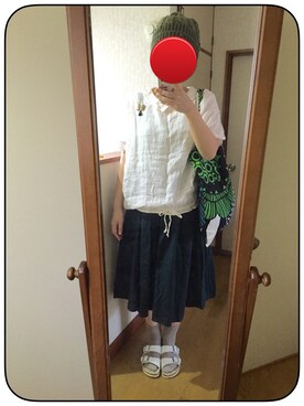 「CHEER（チアー）のアイテム（シャツ/ブラウス、ホワイト系）」を使った、リンリンさん（レディース）の秋コーディネート