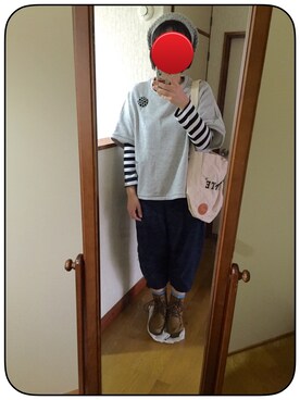 「CHEER（チアー）のアイテム（パンツ）」を使った、リンリンさん（レディース・165cm）の秋コーディネート