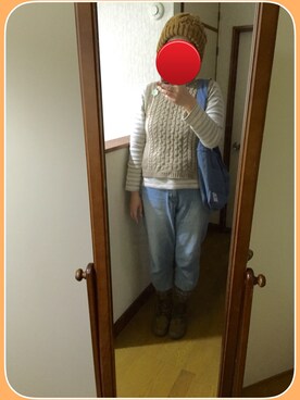 「GU（ジーユー）のアイテム（帽子、ブラウン系）」を使った、リンリンさん（レディース）の秋コーディネート