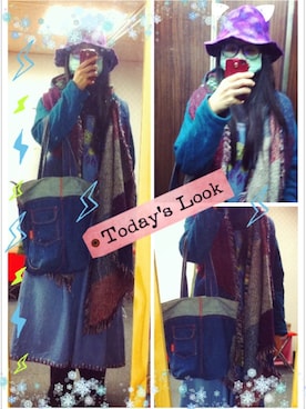 「blue」｜「アイテム（モッズコート）」を使った、Nily Chenさん（レディース・160cm）の冬コーディネート