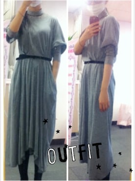 「アイテム（ドレス、グレー系）」を使った、Nily Chenさん（レディース・160cm）の冬コーディネート