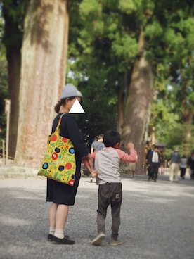 「家族旅行」｜「アイテム（ワンピース/ドレス）」を使った、よーこさん（レディース・154cm）の秋コーディネート