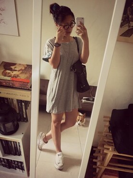 「CONVERSE（コンバース）のconverse（コンバース） ALL STAR OX（オールスターOX）（スニーカー）」を使った、Domiさん（レディース・158cm）の夏コーディネート