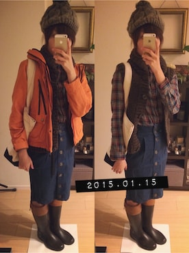 「エコバッグ」｜「アイテム（マウンテンパーカー）」を使った、yukinchoさん（レディース・160cm）の冬コーディネート