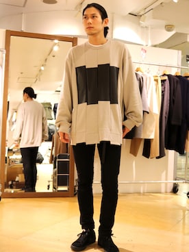 「LAD MUSICIAN（ラッドミュージシャン）のアイテム（スウェット）」を使った、downeyさん（メンズ・180cm）の冬コーディネート