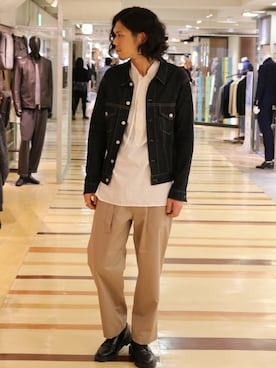 「Lui's（ルイス）のアイテム（デニムジャケット）」を使った、downeyさん（メンズ・180cm）の春コーディネート