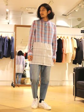 「lot holon（ロットホロン）のアイテム（トップス）」を使った、downeyさん（メンズ・180cm）の夏コーディネート