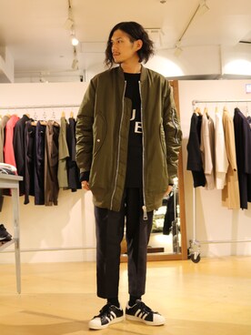 「アイテム（MA-1）」を使った、downeyさん（メンズ・180cm・20代）の秋コーディネート