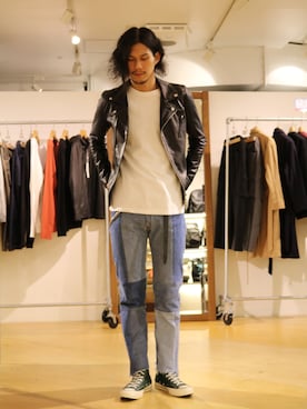 「RED KAP（レッドキャップ）のアイテム（Tシャツ/カットソー）」を使った、downeyさん（メンズ・180cm）の秋コーディネート