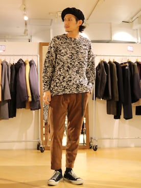 「Lui's（ルイス）のアイテム（ハンチング/ベレー帽）」を使った、downeyさん（メンズ・180cm）の秋コーディネート