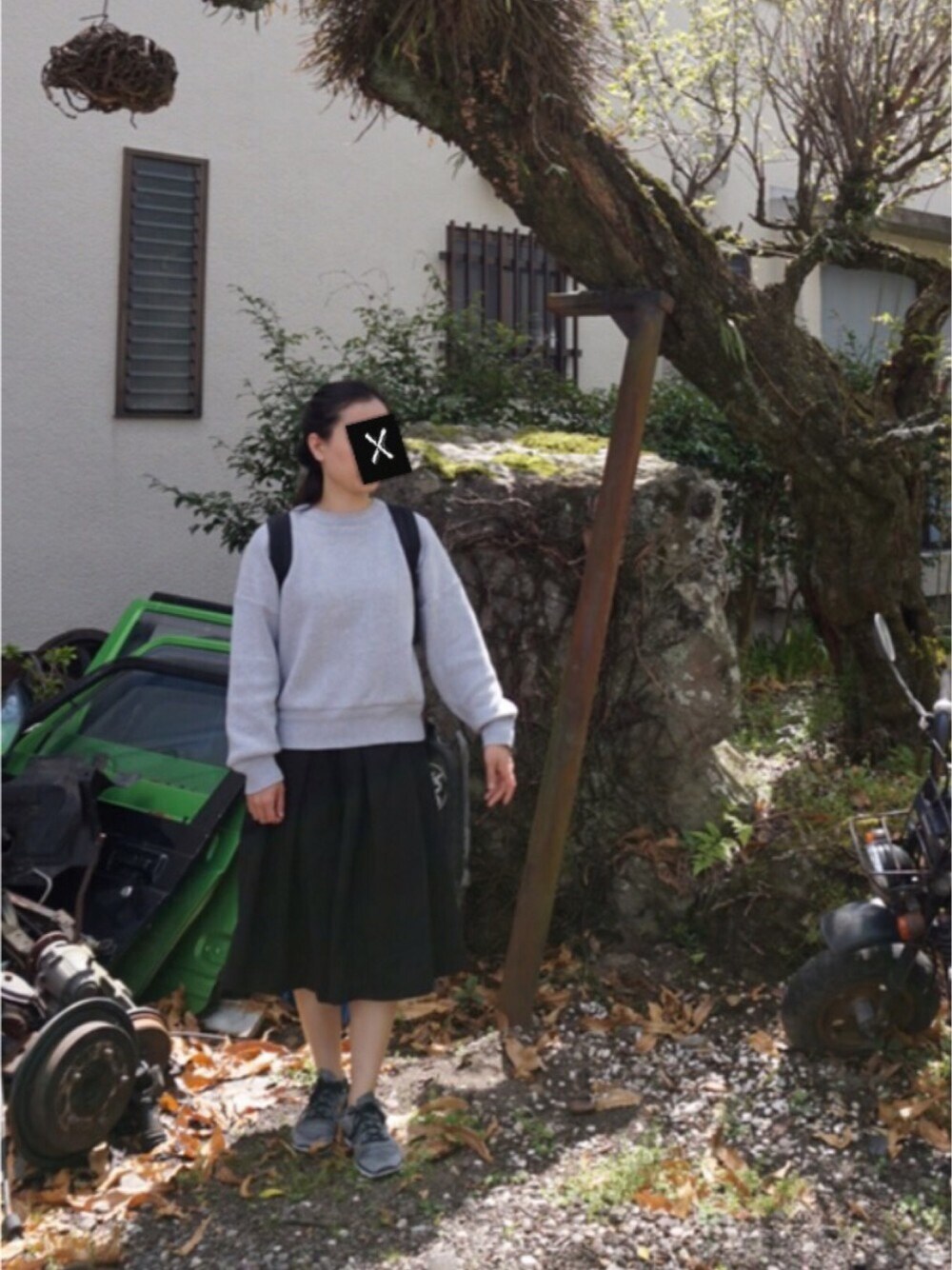 「fukuoka、春コーデ」｜「MOUSSYのWIDE SLEEVE SWEATER（ニット/セーター、ホワイト系）」を使った、maxxさん（レディース・161cm）の春コーディネートの1枚目の写真