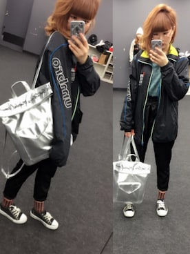 「アイテム（バックパック/リュック、シルバー系）」を使った、ryonaさん（レディース・162cm）の冬コーディネート
