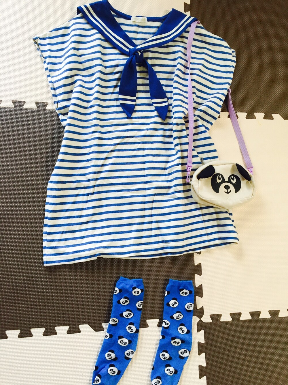 「Candy Stripper、PEPE、セーラーカラー、セーラーワンピース、ボーダー」｜「Candy Stripperのアイテム（ワンピース、ブルー系）」を使った、Kazumamaさん（レディース・153cm）の春コーディネートの1枚目の写真