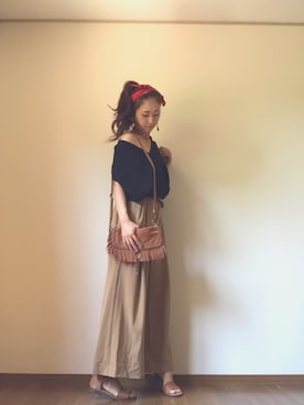 「バンダナ巻き」｜asaminさん（レディース・162cm）の夏コーディネート
