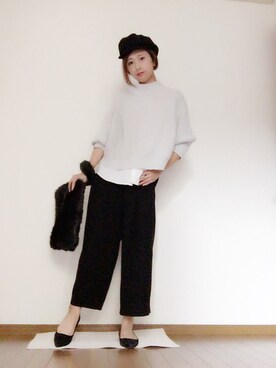 「Adam et Rope A・E・R（アダムエロペ）のアイテム（スラックス）」を使った、asaminさん（レディース・162cm）の秋コーディネート