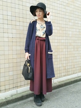 「ロングカーディガン」｜eriさん（レディース・159cm）の秋コーディネート