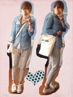 「UNIQLO（ユニクロ）のスウェットパンツ（その他パンツ、グレー系）」を使った、mahさん（レディース・161cm）の春コーディネート