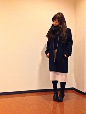 「index（インデックス）のアイテム（ノーカラージャケット）」を使った、寝屋川市香里園の美容室【AnzuGlow】さん（レディース・157cm）の冬コーディネート