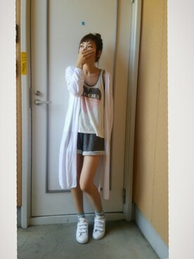 「WC（ダブル シー）のアイテム（タンクトップ）」を使った、mikkiiiinさん（レディース・161cm）の夏コーディネート