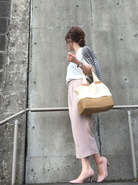 「NETSTAR（ネットスター）のアイテム（Tシャツ/カットソー）」を使った、Kumiさん（レディース・165cm）の夏コーディネート