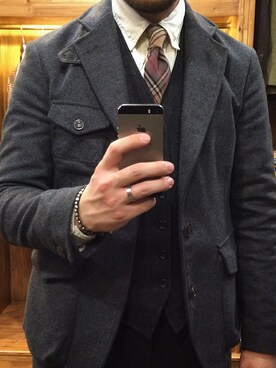 「WOOLRICH（ウールリッチ）のアイテム（ミリタリージャケット）」を使った、sanfranciscomarketさん（メンズ・175cm）の冬コーディネート