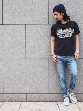 「galvanize（ガルヴァナイズ）のアイテム（パンツ）」を使った、アッキーさん（メンズ・165cm）の夏コーディネート