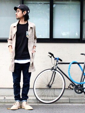 「ショップコート」｜「アイテム（ブルゾン）」を使った、アッキーさん（メンズ・166cm）の秋コーディネート