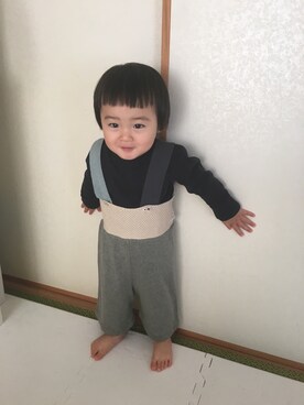 「こども ビームス（コドモビームス）のアイテム（オールインワン・サロペット）」を使った、CHIHIROさん（キッズ・80cm）の冬コーディネート