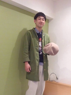 「アイテム（チェスターコート）」を使った、ktさん（メンズ・175cm・10代）の春コーディネート