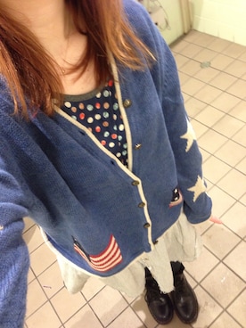 「アメリカン」｜「アイテム（その他アウター）」を使った、JUJUさん（レディース・153cm）の冬コーディネート