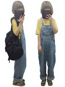 「アイテム（サロペット/オーバーオール）」を使った、ymmiさん（レディース・155cm・10代）の秋コーディネート
