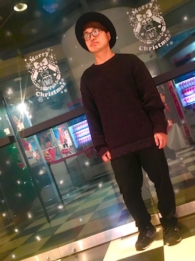 「アイテム（ニット/セーター）」を使った、はぎちゃん シャインハッピーさん（メンズ・158cm）の冬コーディネート