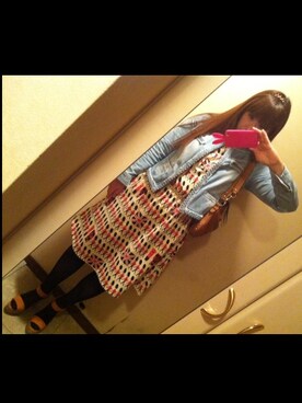 「不明のアイテム（ノーカラージャケット、ブルー系）」を使った、Minamiさん（レディース・165cm）の秋コーディネート