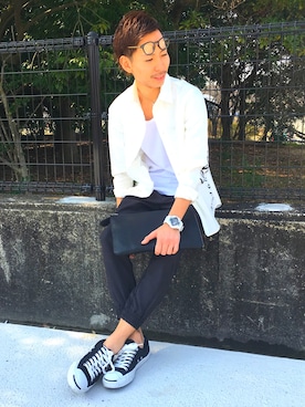 「アイテム（クラッチバッグ）」を使った、wakusanさん（メンズ・173cm）の春コーディネート