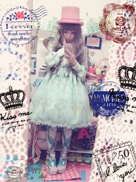「Angelic Pretty（アンジェリックプリティ）のアイテム（ワンピース、ブルー系）」を使った、kazukiさん（レディース・150cm）の秋コーディネート