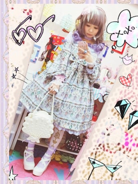 「Angelic Pretty（アンジェリックプリティ）のアイテム（ワンピース、パープル系）」を使った、kazukiさん（レディース・150cm）の冬コーディネート