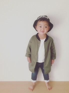 「babygap」｜「アイテム（ミリタリージャケット）」を使った、conahaさん（キッズ・90cm）の秋コーディネート