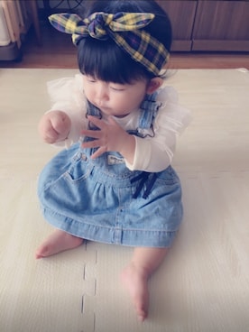 「OSHKOSH（オシュコシュ）のアイテム（ワンピース/ドレス）」を使った、カンカンさん（キッズ・70cm）の秋コーディネート