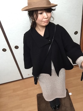 「STRAWBERRY-FIELDS（ストロベリーフィールズ）のアイテム（ポンチョ）」を使った、saaaさん（レディース・159cm）の冬コーディネート
