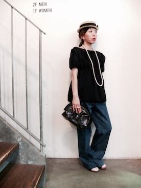 「mame」｜「アイテム（帽子）」を使った、MWさん（レディース・154cm）の夏コーディネート