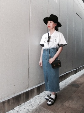 「mame（マメ）のアイテム（スカート）」を使った、MWさん（レディース・154cm）の夏コーディネート