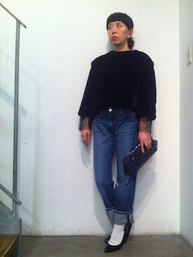 「mame（マメ）のアイテム（バッグ）」を使った、MWさん（レディース・154cm）の秋コーディネート