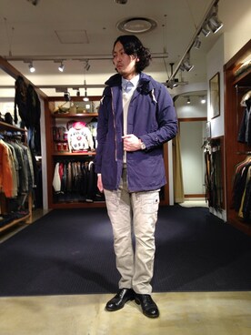 「AVIREX（アヴィレックス）のアイテム（ステンカラーコート）」を使った、Mr.nakamuraさん（メンズ・182cm）の冬コーディネート
