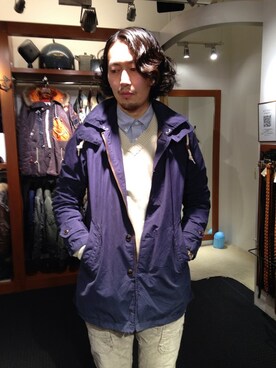 「AVIREX（アヴィレックス）のアイテム（ステンカラーコート）」を使った、Mr.nakamuraさん（メンズ・182cm）の冬コーディネート