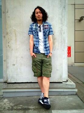 「TYPE BLUE（タイプブルー）のアイテム（トップス）」を使った、Mr.nakamuraさん（メンズ・182cm）の春コーディネート