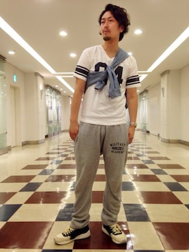 「TYPE BLUE（タイプブルー）のアイテム（トップス）」を使った、Mr.nakamuraさん（メンズ・182cm）の夏コーディネート